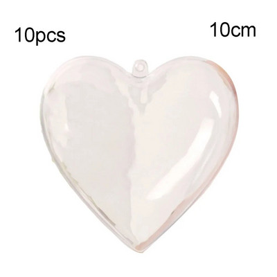 10 gab. Caurspīdīgas plastmasas sirds bumba Ziemassvētku balle, caurspīdīga koka kulons, DIY dekors veikala dekorēšanai