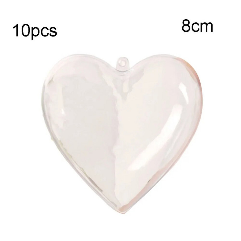10 gab. Caurspīdīgas plastmasas sirds bumba Ziemassvētku balle, caurspīdīga koka kulons, DIY dekors veikala dekorēšanai