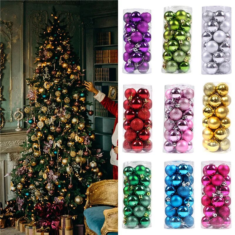 1 kutija 24 komada Božićne kuglice Ukrasi za božićno drvce Kuglica Božićno viseće drvce Privjesci Dekoracija za kućne zabave Novogodišnji dar Navidad 2024.