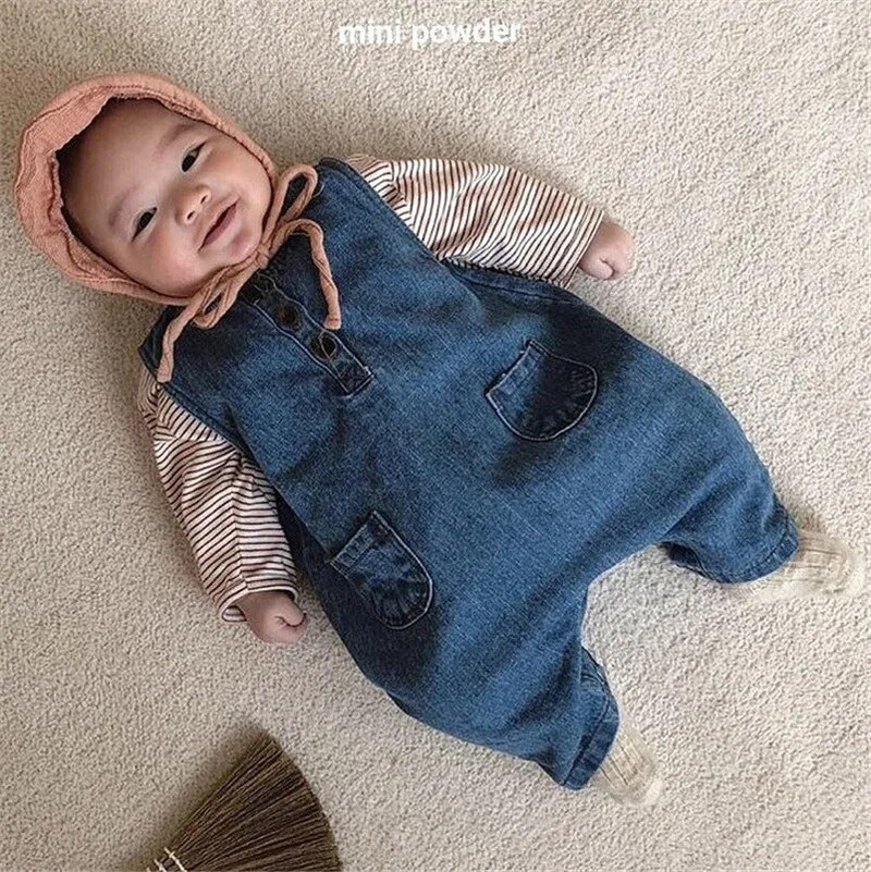 Vintage καουμπόικο τζιν romper Ανοιξιάτικο φθινόπωρο βαμβακερό βρεφικό παιδικό φόρμα νήπιο αγόρι πιτζάμες παιδικές φόρμες ρούχα ρούχα