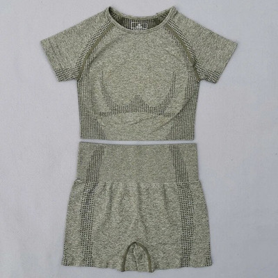 Vitalni bešavni set za teretanu Odjeća za vježbanje Ženske kratke majice kratkih rukava Kratke hlače za fitness Sportska odjeća Odjeća za teretanu 2kom Sportsko odijelo za jogu