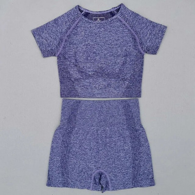 Vitalni bešavni set za teretanu Odjeća za vježbanje Ženske kratke majice kratkih rukava Kratke hlače za fitness Sportska odjeća Odjeća za teretanu 2kom Sportsko odijelo za jogu