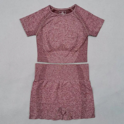 Vitalni bešavni set za teretanu Odjeća za vježbanje Ženske kratke majice kratkih rukava Kratke hlače za fitness Sportska odjeća Odjeća za teretanu 2kom Sportsko odijelo za jogu