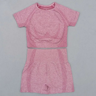 Vitalni bešavni set za teretanu Odjeća za vježbanje Ženske kratke majice kratkih rukava Kratke hlače za fitness Sportska odjeća Odjeća za teretanu 2kom Sportsko odijelo za jogu