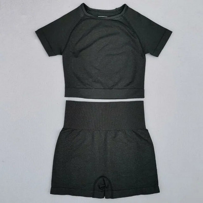 Vitalni bešavni set za teretanu Odjeća za vježbanje Ženske kratke majice kratkih rukava Kratke hlače za fitness Sportska odjeća Odjeća za teretanu 2kom Sportsko odijelo za jogu