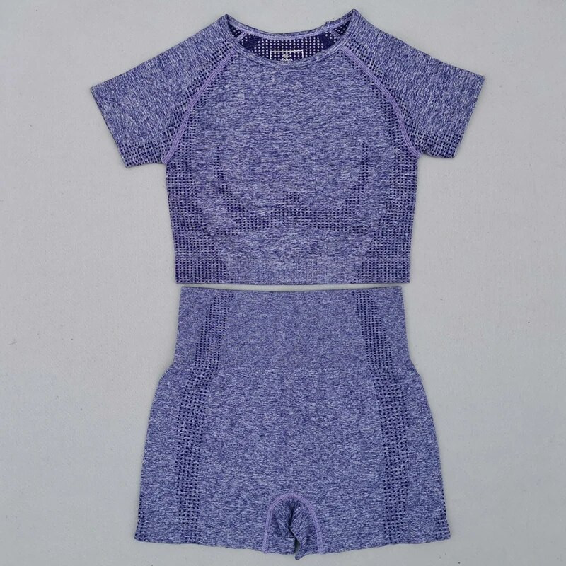 Vitalni bešavni set za teretanu Odjeća za vježbanje Ženske kratke majice kratkih rukava Kratke hlače za fitness Sportska odjeća Odjeća za teretanu 2kom Sportsko odijelo za jogu