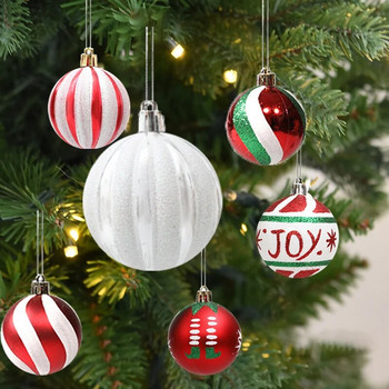 6 см рисувана коледна топка Орнамент за коледно дърво Коледни декорации за дома 2024 Новогодишно дърво Декоративни топки от пяна 6 бр./кутия