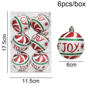 6 см рисувана коледна топка Орнамент за коледно дърво Коледни декорации за дома 2024 Новогодишно дърво Декоративни топки от пяна 6 бр./кутия