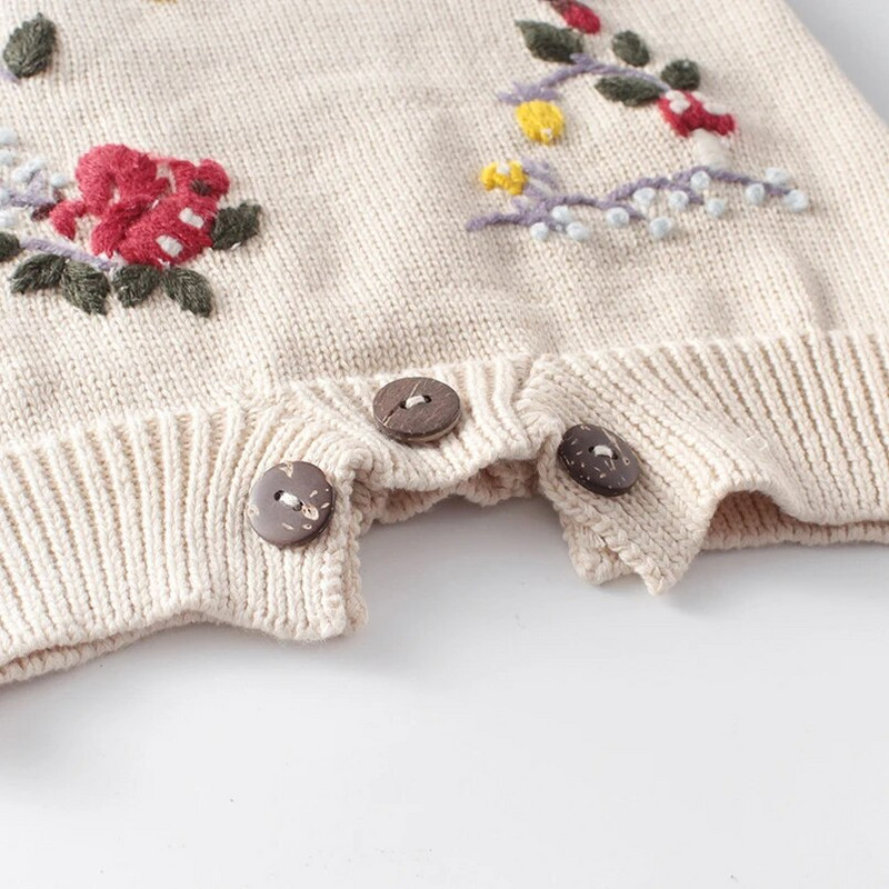 Odjeća za dječake, zimski miš, cvjetni vez, kombinezon za djevojčice, topli pleteni kombinezon za princezu, dječji komplet odjeće, odijelo