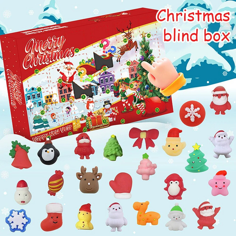 Χριστουγεννιάτικο ημερολόγιο 24 ημερών Αντίστροφη μέτρηση Έκπληξη Squishy Cute Animals Αποσυμπιέσεις Παιχνίδια για Παιδιά Συζύγους Κόρες Δώρο Κοριτσιών