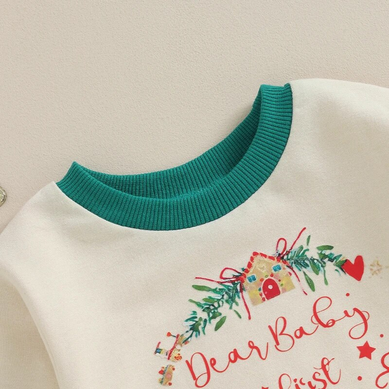 Dječja božićna kombinezona s dugim rukavima i okruglim izrezom, bodi s otisnutim slovima i slovima za novorođenče