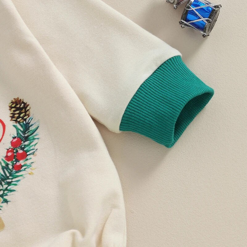 Dječja božićna kombinezona s dugim rukavima i okruglim izrezom, bodi s otisnutim slovima i slovima za novorođenče