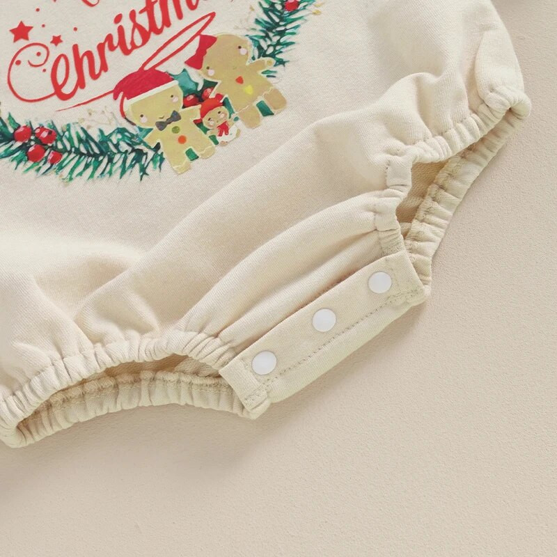 Dječja božićna kombinezona s dugim rukavima i okruglim izrezom, bodi s otisnutim slovima i slovima za novorođenče