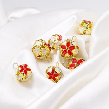 10 τμχ Αλουμίνιο Drop Oil Bells Hollow Flower Bell For Christmas Arts Crafts DIY Κοσμήματα Εύρεση Μενταγιόν Αξεσουάρ Χονδρική