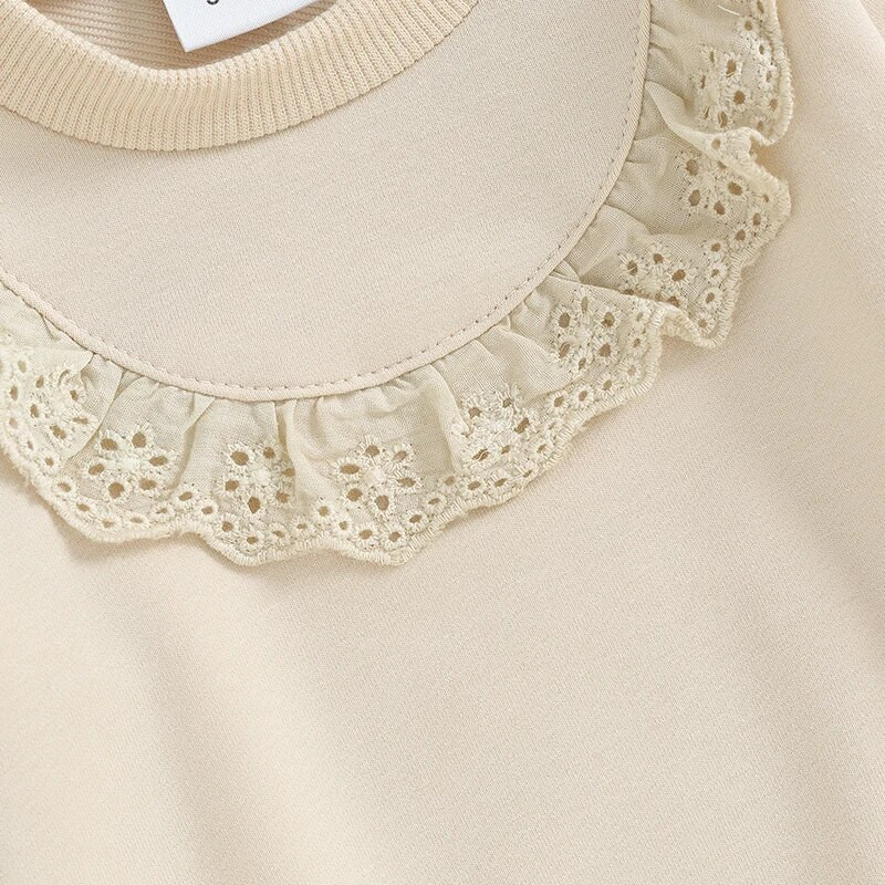 Rudens jaundzimušo meiteņu džemperi Kokvilna ikdienišķs ar garām piedurknēm, mežģīņu pulovers, kapuciņi Džemperi, topi Apģērbi, apģērbi