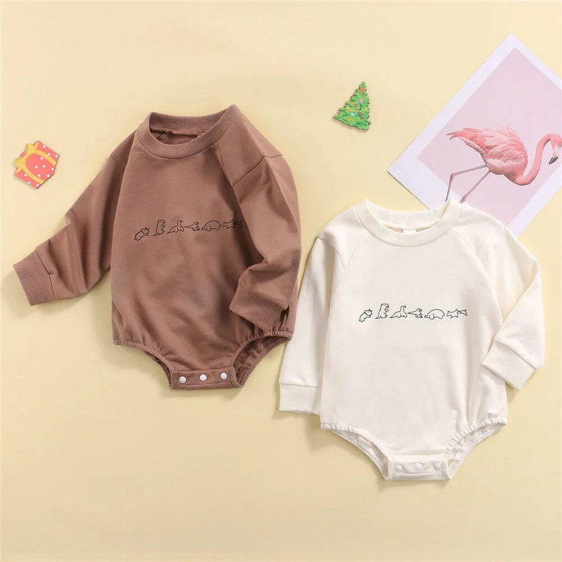 5 boja novorođenčadi, dječaka, djevojčica, trokutastih kombinezona dugih rukava, dječjih dječaka, djevojčica, uzročnih kombinezona s dinosaurima iz crtića 0-24M