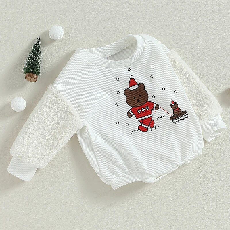 Toddler Baby Ziemassvētku džemperi, džemperi zēniem, meitenēm, karikatūra ar lāču apdruku ar garām piedurknēm, raibs džemperi, kostīmi, kombinezoni