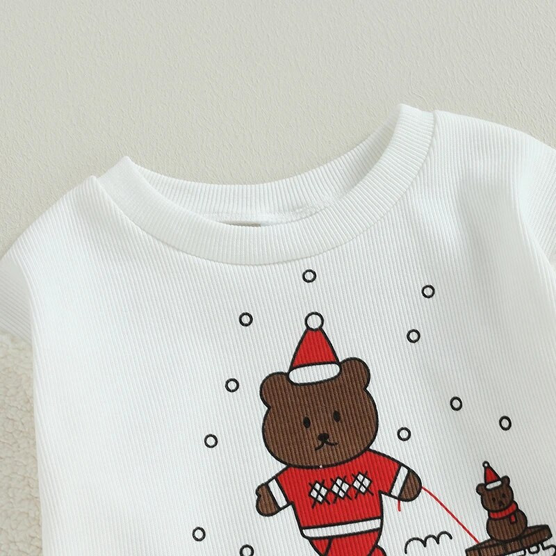 Toddler Baby Ziemassvētku džemperi, džemperi zēniem, meitenēm, karikatūra ar lāču apdruku ar garām piedurknēm, raibs džemperi, kostīmi, kombinezoni