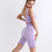 Bešavni komplet za jogu Žensko odijelo 2-dijelni ženski kratki grudnjak Kratke hlače Ženska odjeća za fitness Odjeća Sportsko odijelo za teretanu