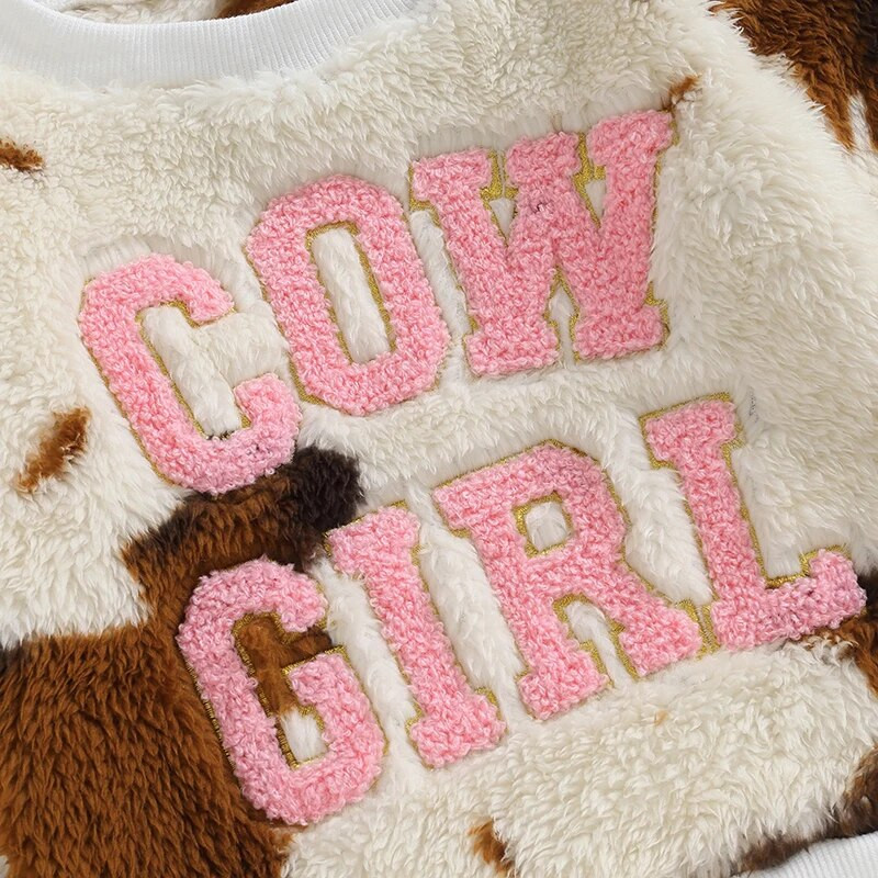 Mood Sügis Väikelapsed Lapsed Tüdrukud Kampsunid Veiste kiri Tikand Meeste kaelaga pikkade varrukatega pulloverid Soojad kampsunid Topid