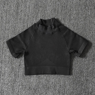 Ženske bešavne garniture za jogu s visokim ovratnikom, kratke rukave, kratke rukave, s visokim strukom, tajice za vježbanje, sportska odijela za fitnes