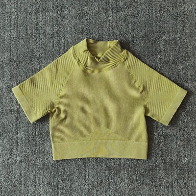 Ženske bešavne garniture za jogu s visokim ovratnikom, kratke rukave, kratke rukave, s visokim strukom, tajice za vježbanje, sportska odijela za fitnes