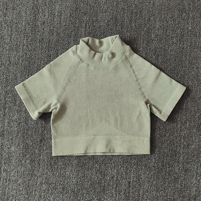 Ženske bešavne garniture za jogu s visokim ovratnikom, kratke rukave, kratke rukave, s visokim strukom, tajice za vježbanje, sportska odijela za fitnes