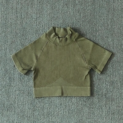 Ženske bešavne garniture za jogu s visokim ovratnikom, kratke rukave, kratke rukave, s visokim strukom, tajice za vježbanje, sportska odijela za fitnes