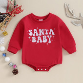 Ziemassvētki Mazuļi Meitenes Zēni Ikdienas Romperi Apģērbi Vēstules Izšūšana Apkalpes kakls Garām piedurknēm Mazu bērnu džemperi Kombinezoni Bodiji