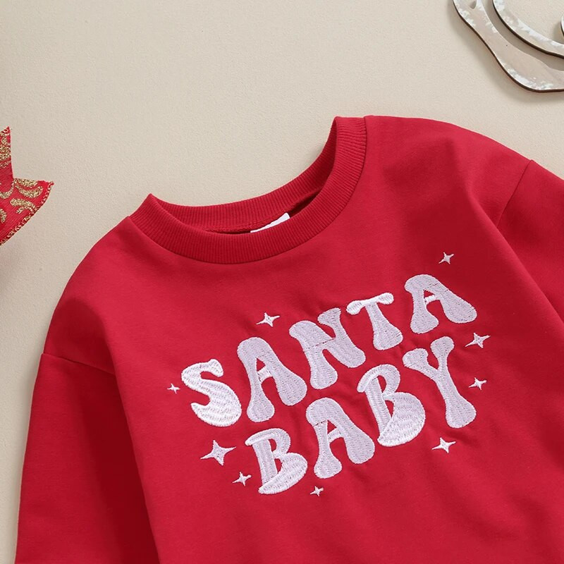 Ziemassvētki Mazuļi Meitenes Zēni Ikdienas Romperi Apģērbi Vēstules Izšūšana Apkalpes kakls Garām piedurknēm Mazu bērnu džemperi Kombinezoni Bodiji