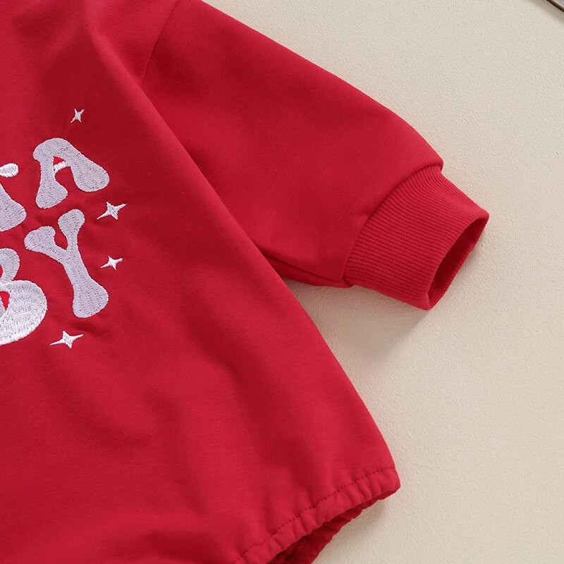 Ziemassvētki Mazuļi Meitenes Zēni Ikdienas Romperi Apģērbi Vēstules Izšūšana Apkalpes kakls Garām piedurknēm Mazu bērnu džemperi Kombinezoni Bodiji