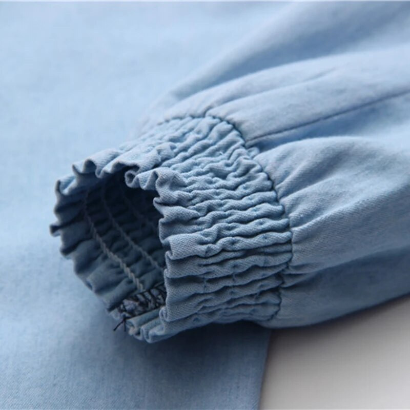 2-12 éves gyerekek nadrágok lány nadrágok tavaszi őszi divat farmerek masni Világoskék farmer egyenes nadrágok gyermek nadrágok