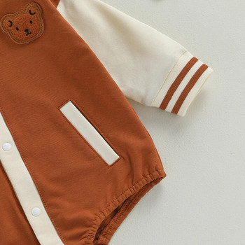 Модни есенни дрехи за бебета, момчета, момичета, копчета, бейзболни гащеризони с дълги ръкави, гащеризони, бебешки дрехи за бебета