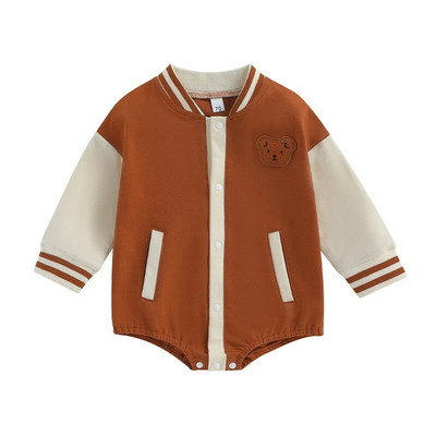 Mode Rudens Zēni Zēni Meiteņu Apģērbs Jaundzimušajiem Bērniem Pogas Garām piedurknēm Beisbola bikses Kombinezoni Kombinezoni Zīdaiņu apģērbi