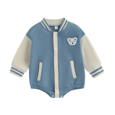 Mode Rudens Zēni Zēni Meiteņu Apģērbs Jaundzimušajiem Bērniem Pogas Garām piedurknēm Beisbola bikses Kombinezoni Kombinezoni Zīdaiņu apģērbi