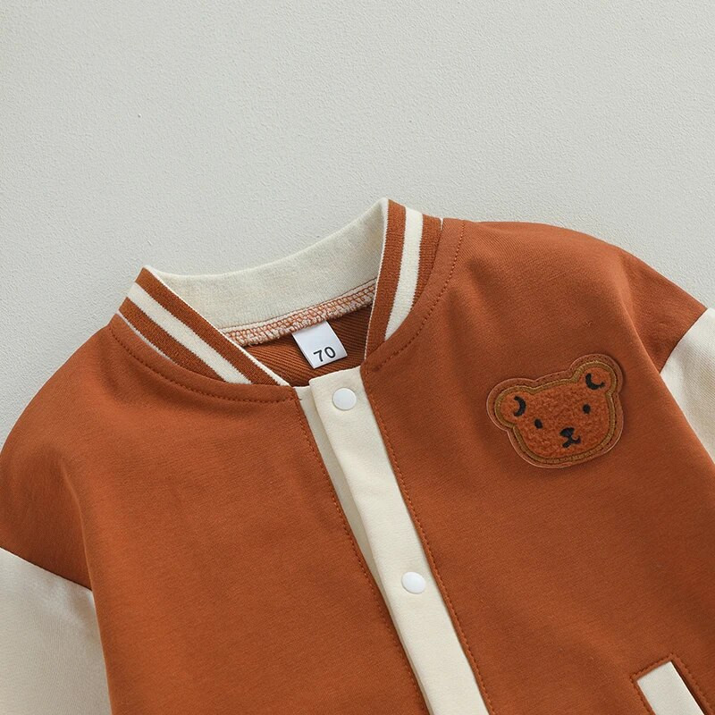 Mode Rudens Zēni Zēni Meiteņu Apģērbs Jaundzimušajiem Bērniem Pogas Garām piedurknēm Beisbola bikses Kombinezoni Kombinezoni Zīdaiņu apģērbi