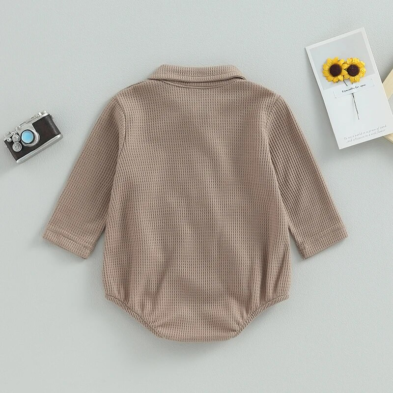 Jaundzimušie Zēni Zēni Meitenes Rudens Ziemas Rokas, Masīvas vafeles Apkakles Poga Kabata Garās Piedurknes Bodiji Kombinezoni