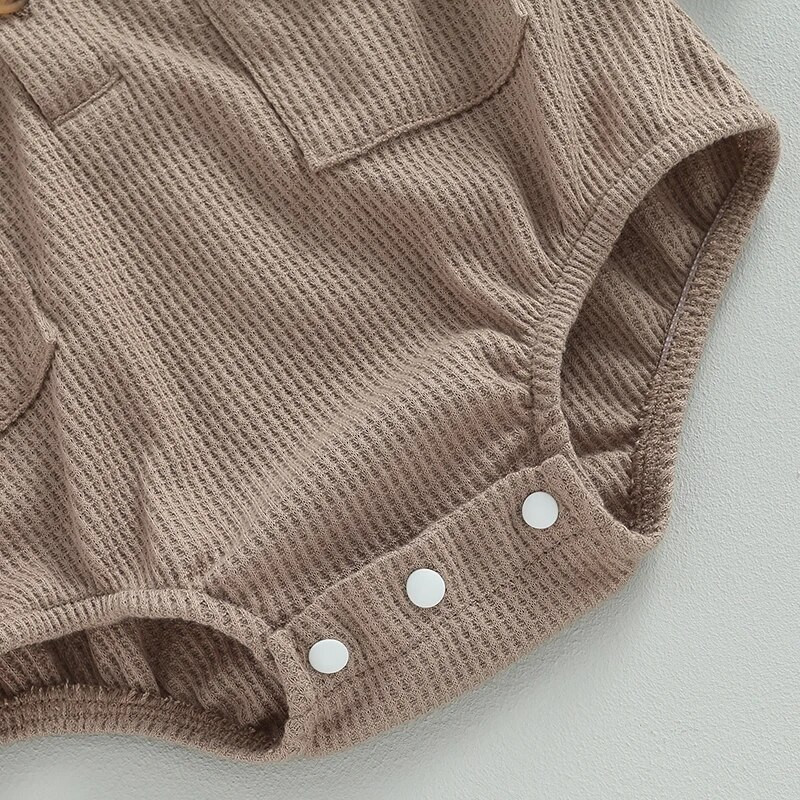 Jaundzimušie Zēni Zēni Meitenes Rudens Ziemas Rokas, Masīvas vafeles Apkakles Poga Kabata Garās Piedurknes Bodiji Kombinezoni