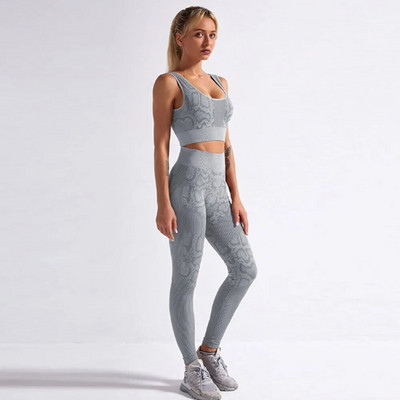 Seamless Fitness Clothing Snake Print Sporta Uzvalks Trenažieru Apģērbs Jogas Komplekts Treniņa Apģērbi Sievietēm Sporta Apģērbs Sporta Krūštura Legingi Komplekts