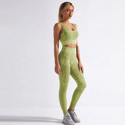 Seamless Fitness Clothing Snake Print Sporta Uzvalks Trenažieru Apģērbs Jogas Komplekts Treniņa Apģērbi Sievietēm Sporta Apģērbs Sporta Krūštura Legingi Komplekts
