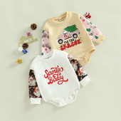 Božićne novorođenčad Dječaci Djevojčice Rompers Odjeća 0-24M Crtani Djed Mraz/Automobili Sweatshirts s printom na gumbe Kombinezoni