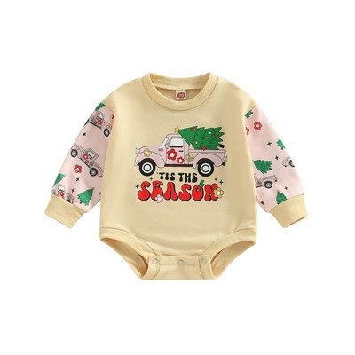 Božićne novorođenčad Dječaci Djevojčice Rompers Odjeća 0-24M Crtani Djed Mraz/Automobili Sweatshirts s printom na gumbe Kombinezoni
