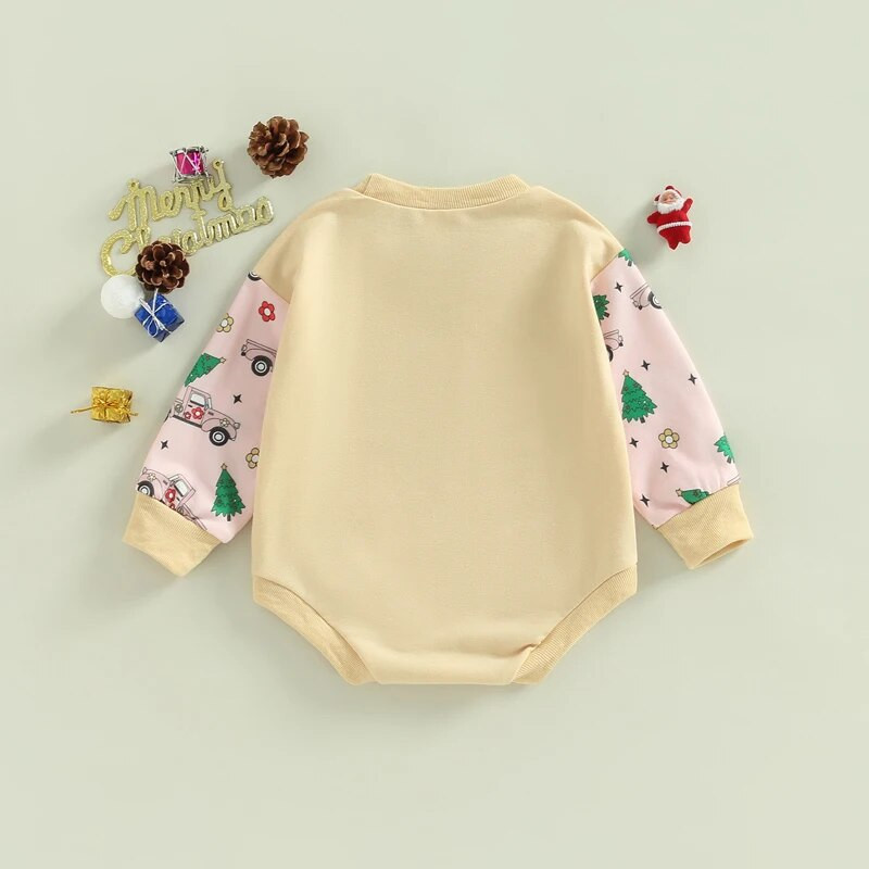 Božićne novorođenčad Dječaci Djevojčice Rompers Odjeća 0-24M Crtani Djed Mraz/Automobili Sweatshirts s printom na gumbe Kombinezoni