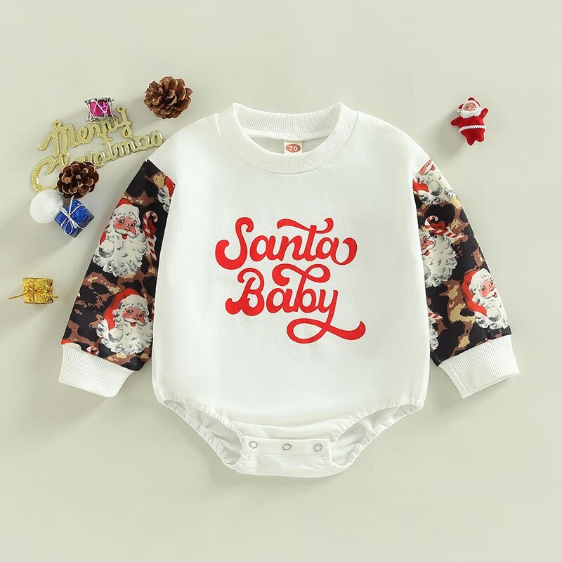 Božićne novorođenčad Dječaci Djevojčice Rompers Odjeća 0-24M Crtani Djed Mraz/Automobili Sweatshirts s printom na gumbe Kombinezoni