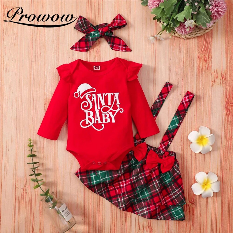 Karácsonyi kislány jelmez 3 db Újszülöttek repülő ujjú bobi + kockás pántos ruha fesztivál Gyerek tipegő jelmez