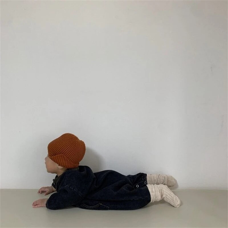 Tipegő kisfiú farmer body őszi szolid vintage hosszú ujjú jumpsuit újszülötteknek pamut alkalmi gyerek ruhák lány jelmezek