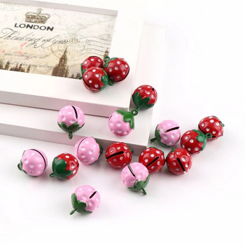 2 бр. 21 мм * 17 мм звънчета червена/розова цветна ягода за Коледа Направи си сам ръчно изработени декоративни аксесоари Ключодържател Висулка за мобилен телефон