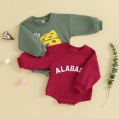 Rudens Jaundzimušais Zēniem Meiteņu Bodiji Apģērbi Burtu apdruka ar garām piedurknēm ar O veida kakla izgriezumu brīvi džemperi Kombinezoni Kombinezoni Kostīms