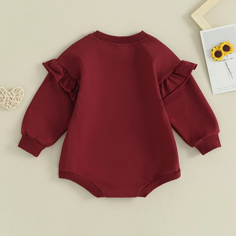 Prekrasne jesenske štrample za novorođenčad, djevojčice, jednobojne majice s volanima, dugih rukava, s O-izrezom, kombinezoni za igru, kombinezoni