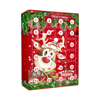 Dowmoo Коледен ключодържател Blind Box 24 отделения Advent Countdown Moose Christmas Surprise Детски играчки Подаръци Коледен календар